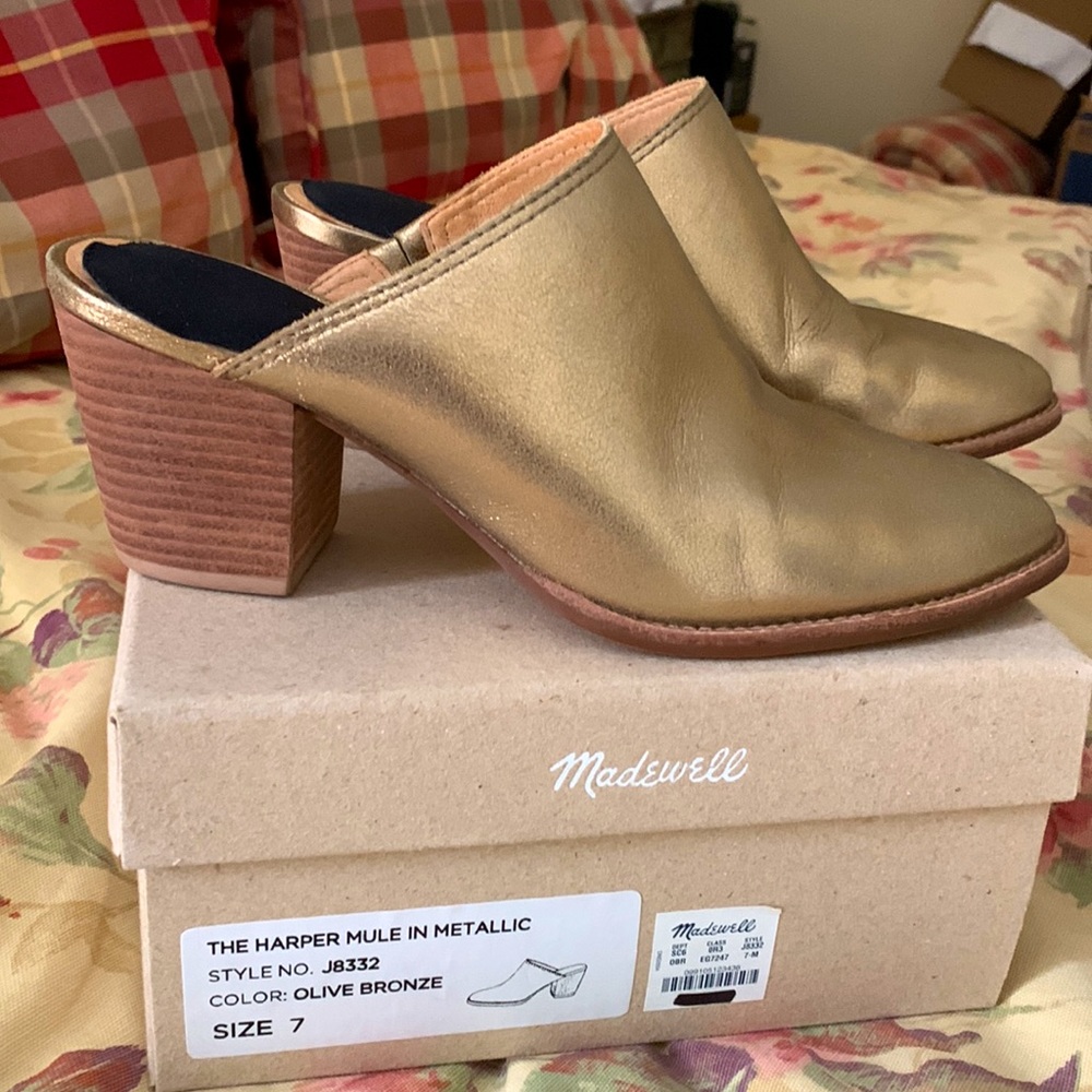 Madewell Harper mule in bronze metallic